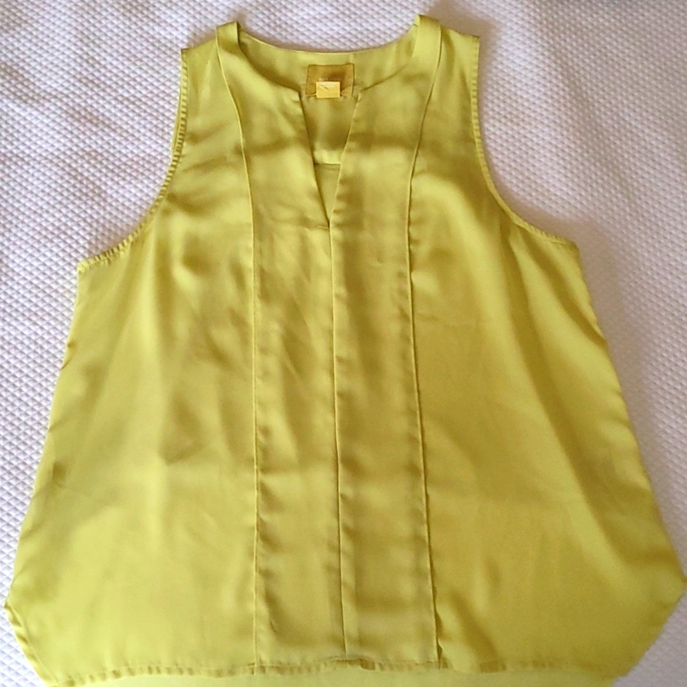 Anthropology Maeve Lime-Yellow Chiffon Top